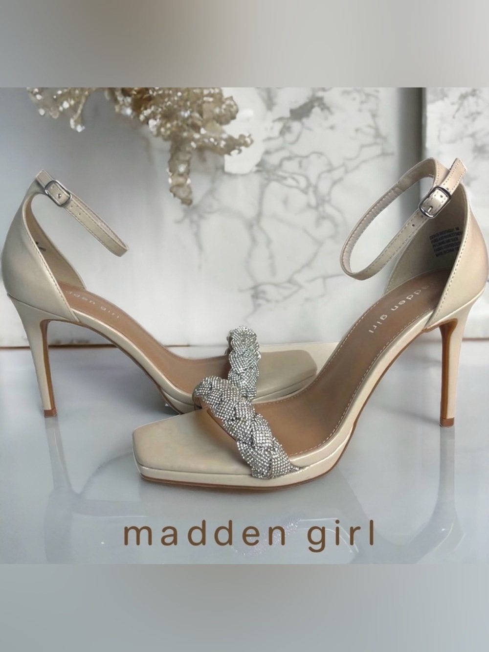 Madden Girl ESTATE Heeled Sandals with glass rhinestone details Size 9
